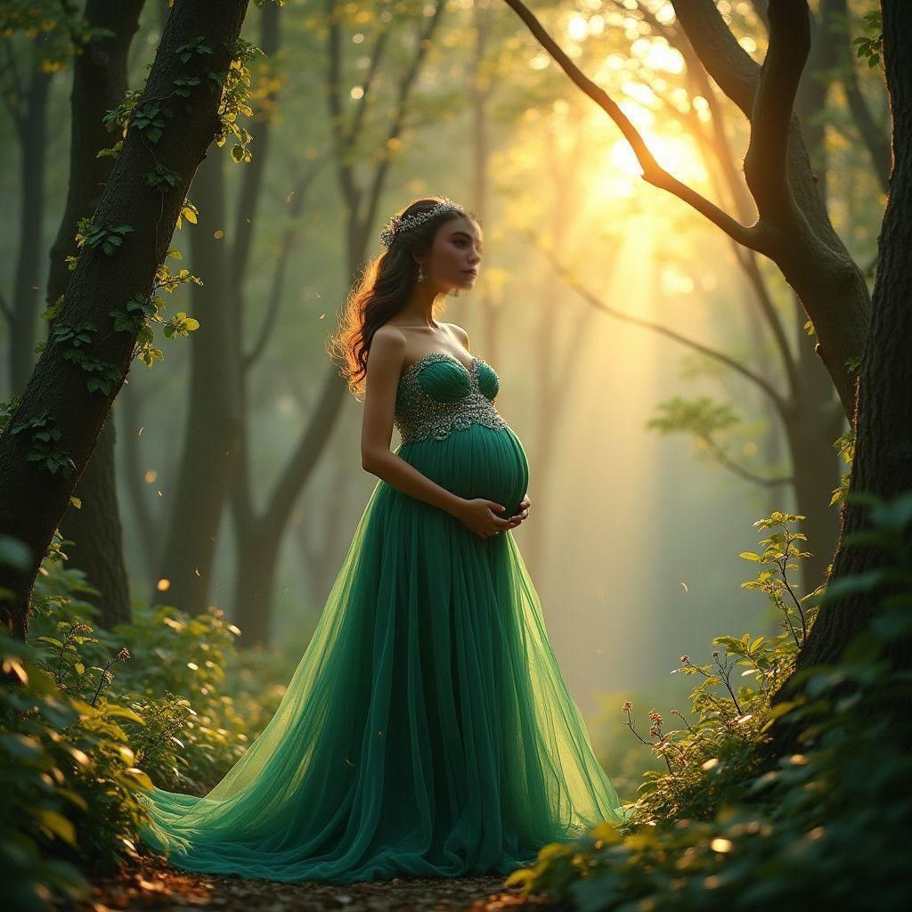 Fantastical Pregnant Princess in Detailed Digital Painting