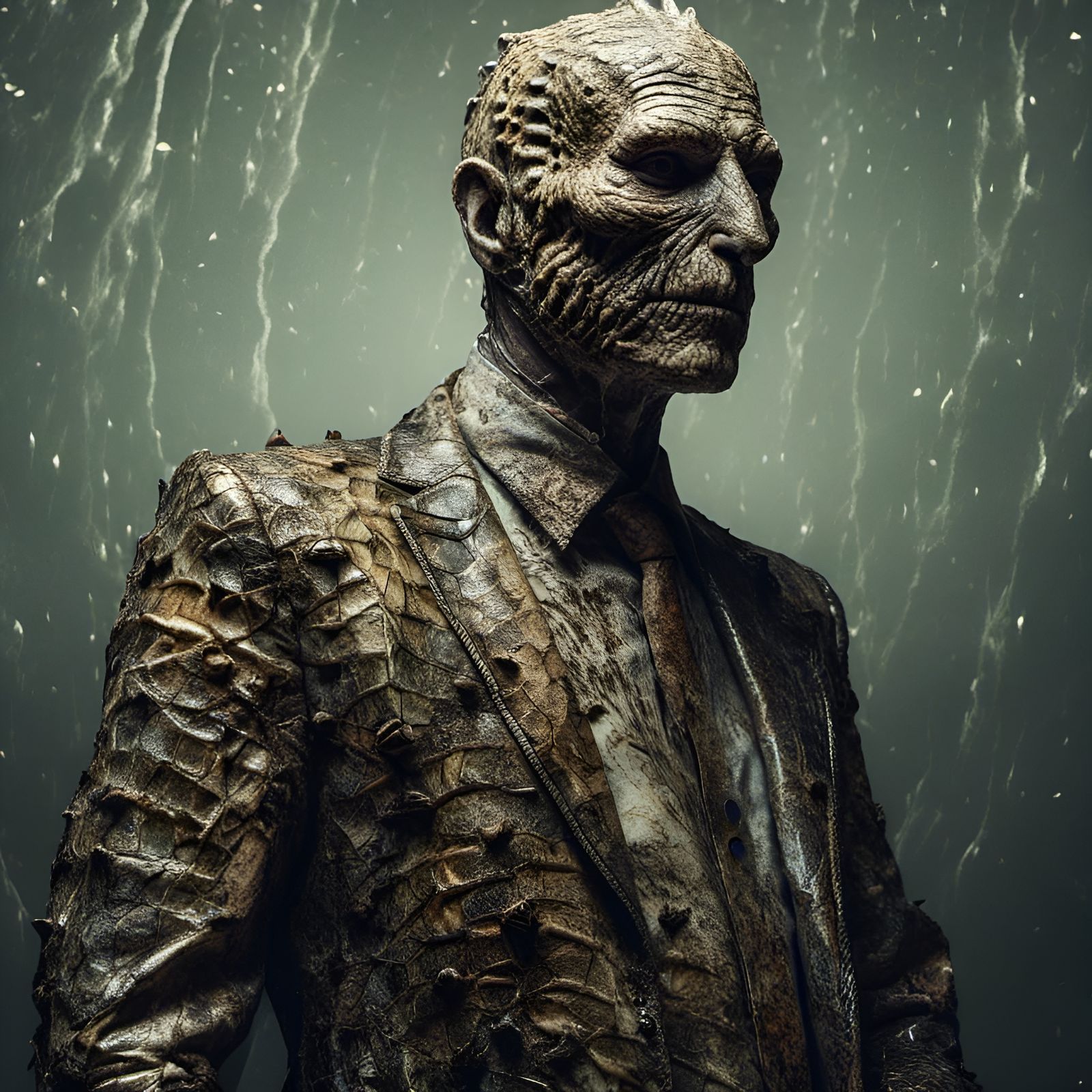 Crocodile-Skinned Man: Ultra-Detailed Digital Art