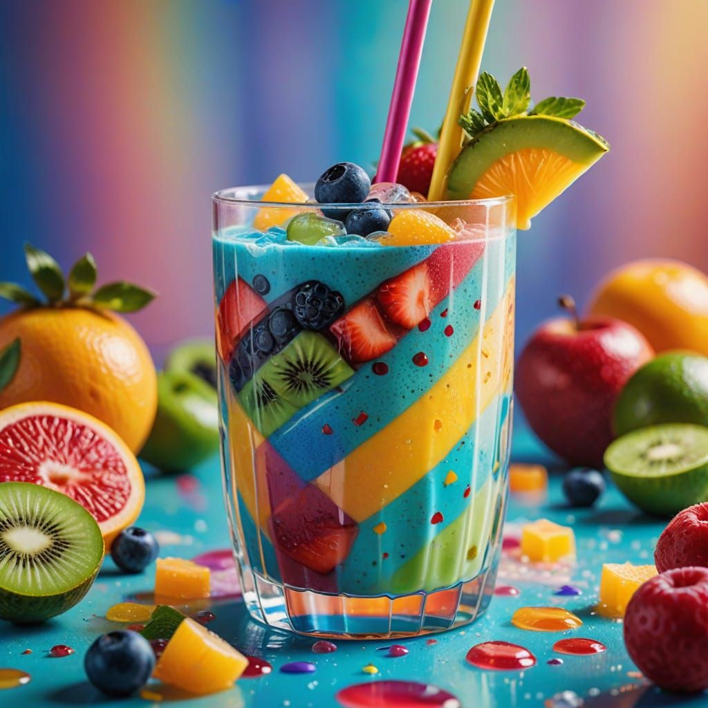 Vibrant Rainbow Smoothie in Digital Art