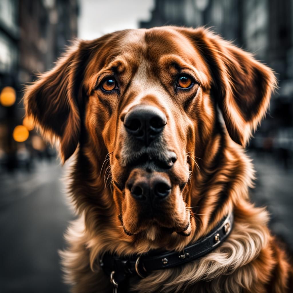 Happy Dog Portrait in Hyperrealistic Style