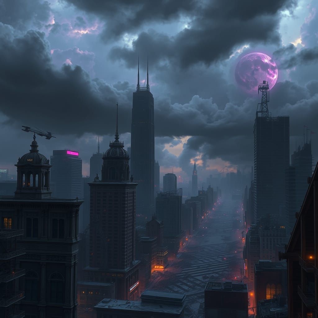 War-Torn Chicago: A Dark Fantasy Cityscape in Ruin