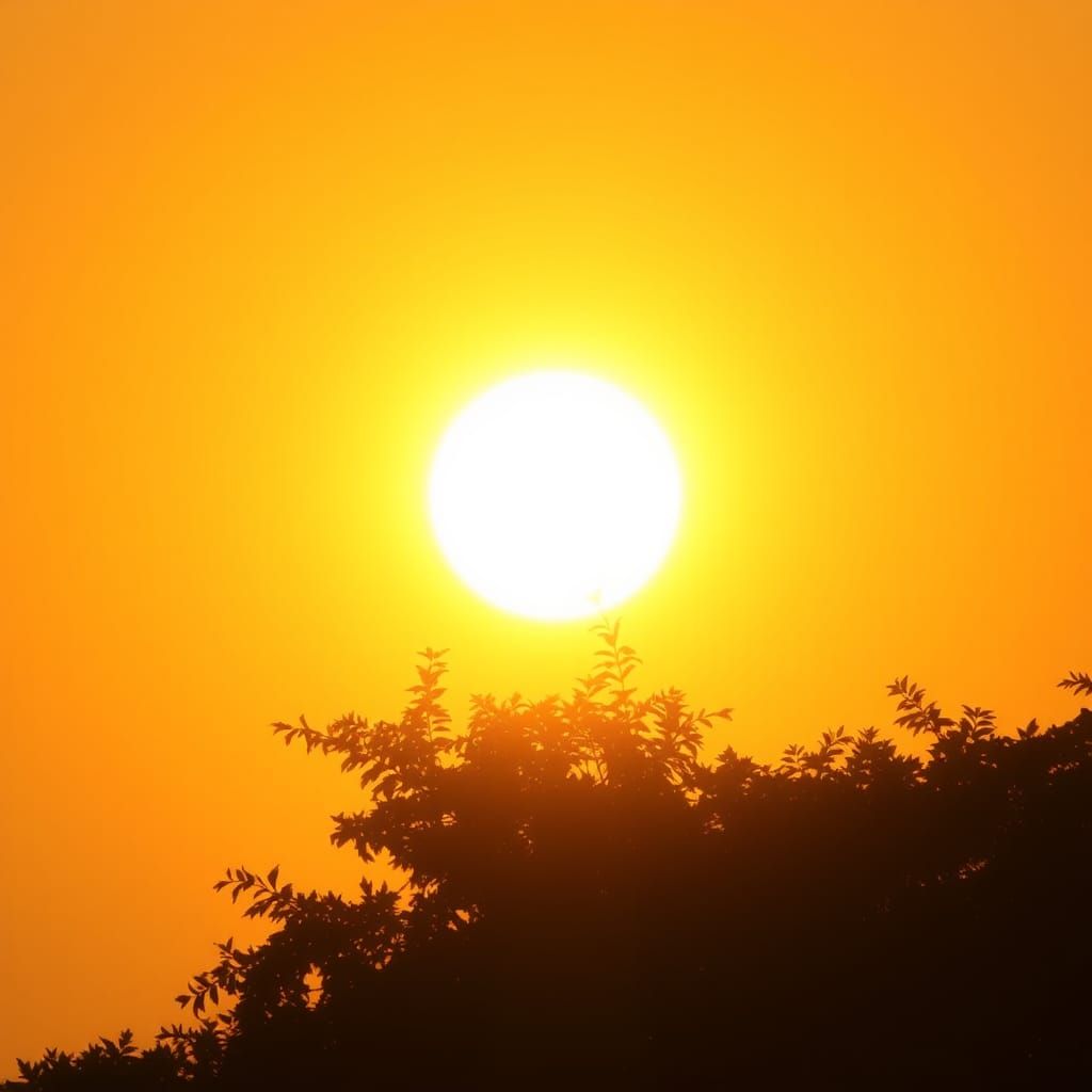 Radiant Yellow Sun in Orange Sky