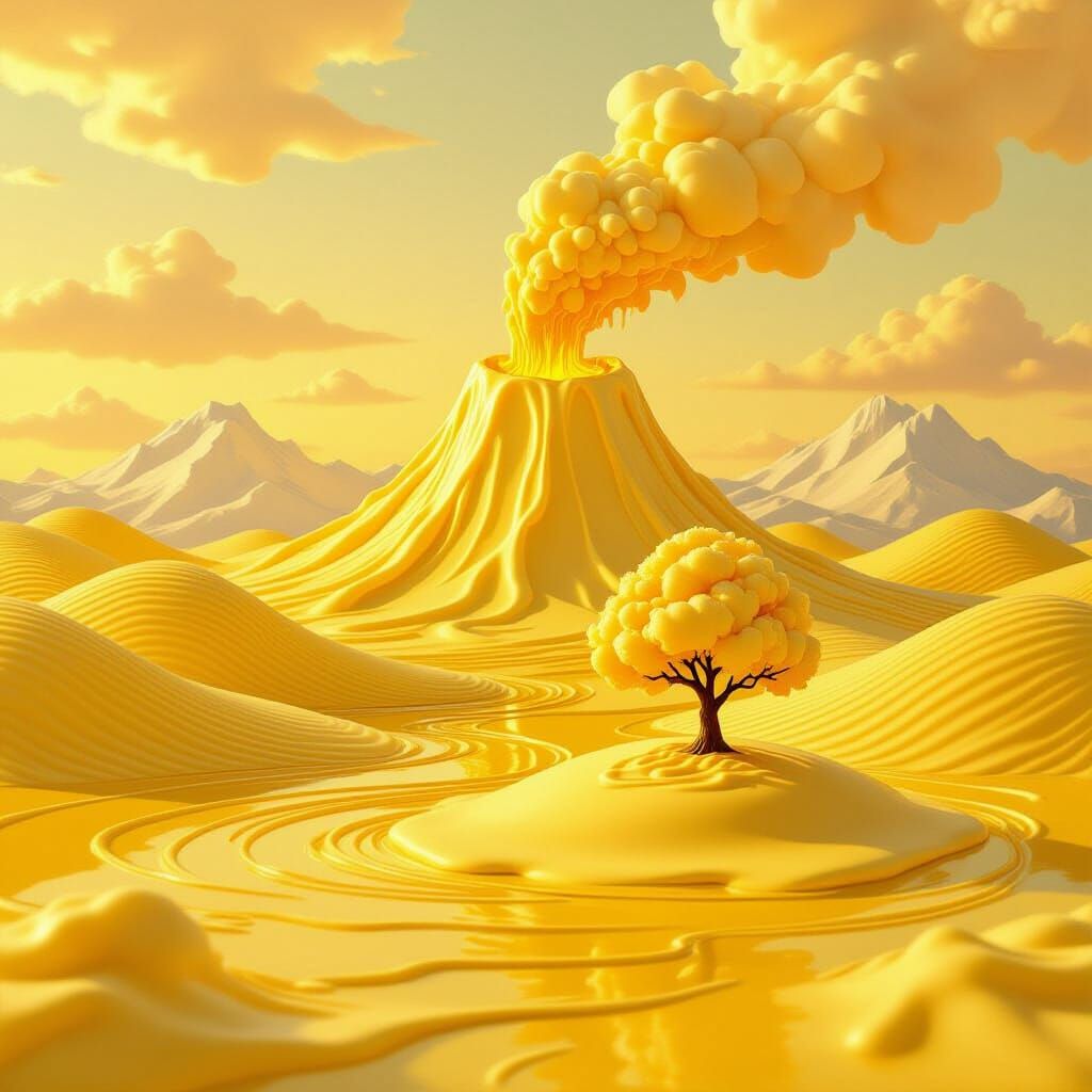 Surreal Butter Landscape in Golden Hour Glow
