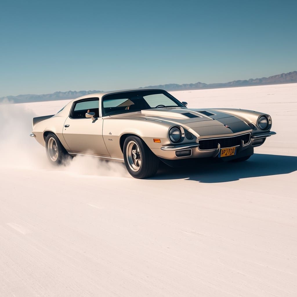 Camaro and Ferrari Hybrid Roaring Across Bonneville