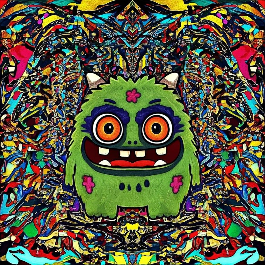 Whacky Crayon Monster in a Childlike Drawing