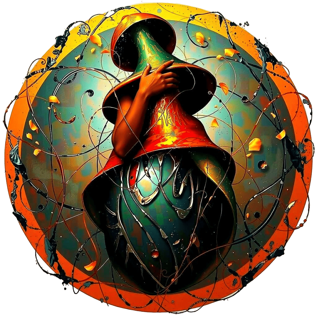 Abstract Expressionism with Iridescent Swirling Patterns