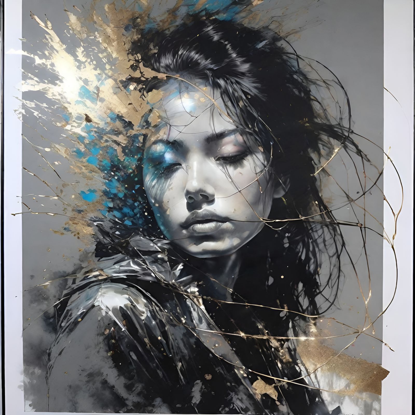 Anime Portrait with Steampunk Elements in Art Print Style