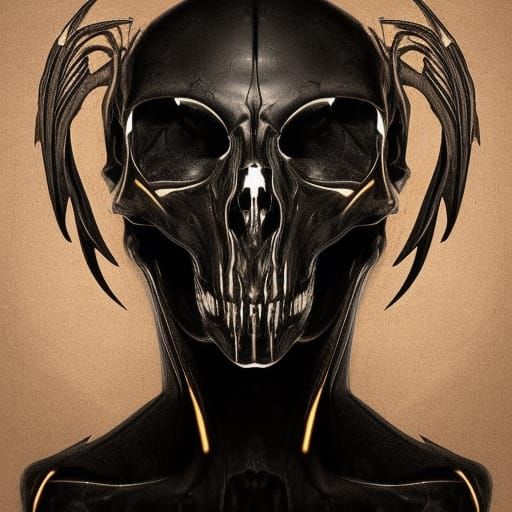 Ancient Alien Skull in Biomechanical Style