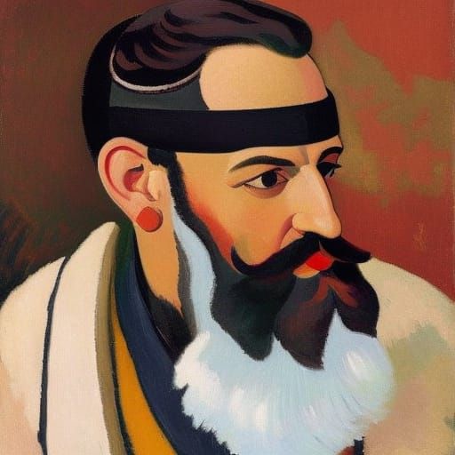 Hipster with Cotton Beard: Fauvist Dieselpunk Portrait