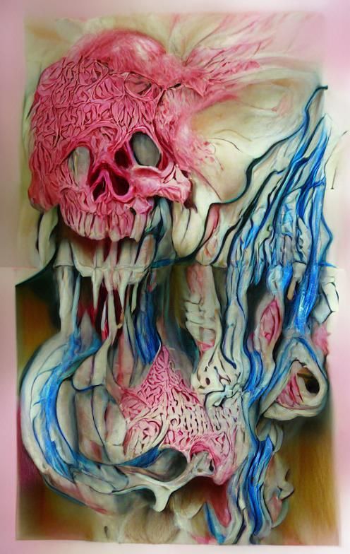 Hyperrealistic Skull of Blood Vessels and Boils