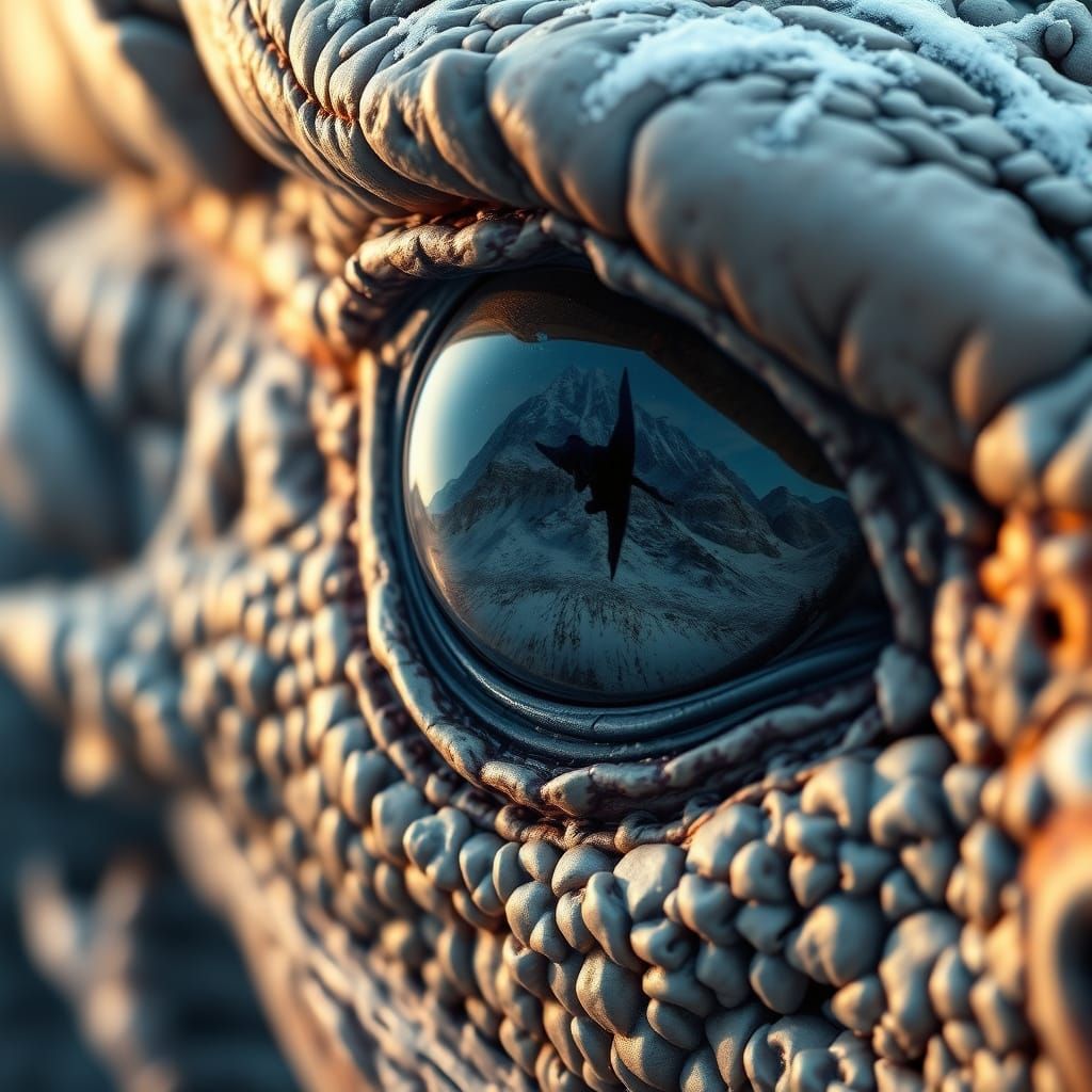 Dragon's Eye Reflecting Mountains, Detailed Digital Art