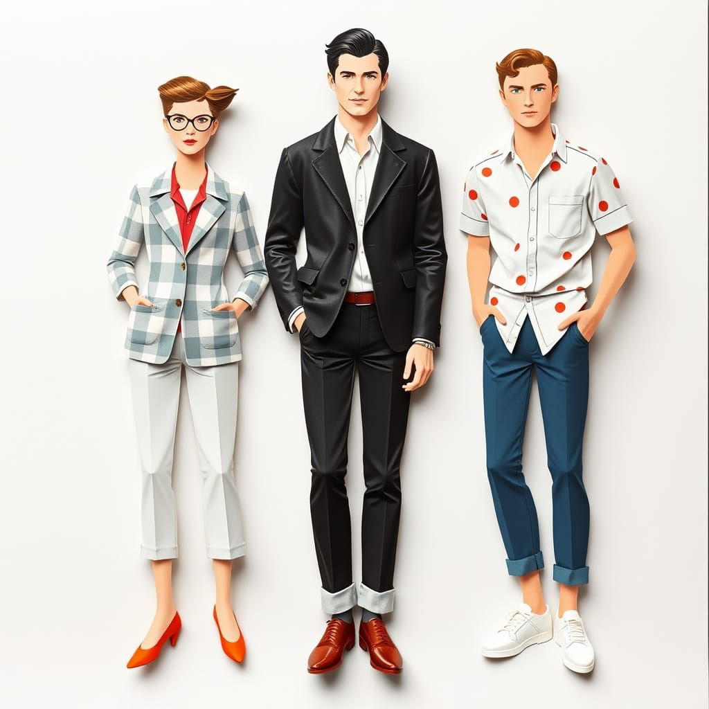 Paper Dolls in 1950s Postwar Style