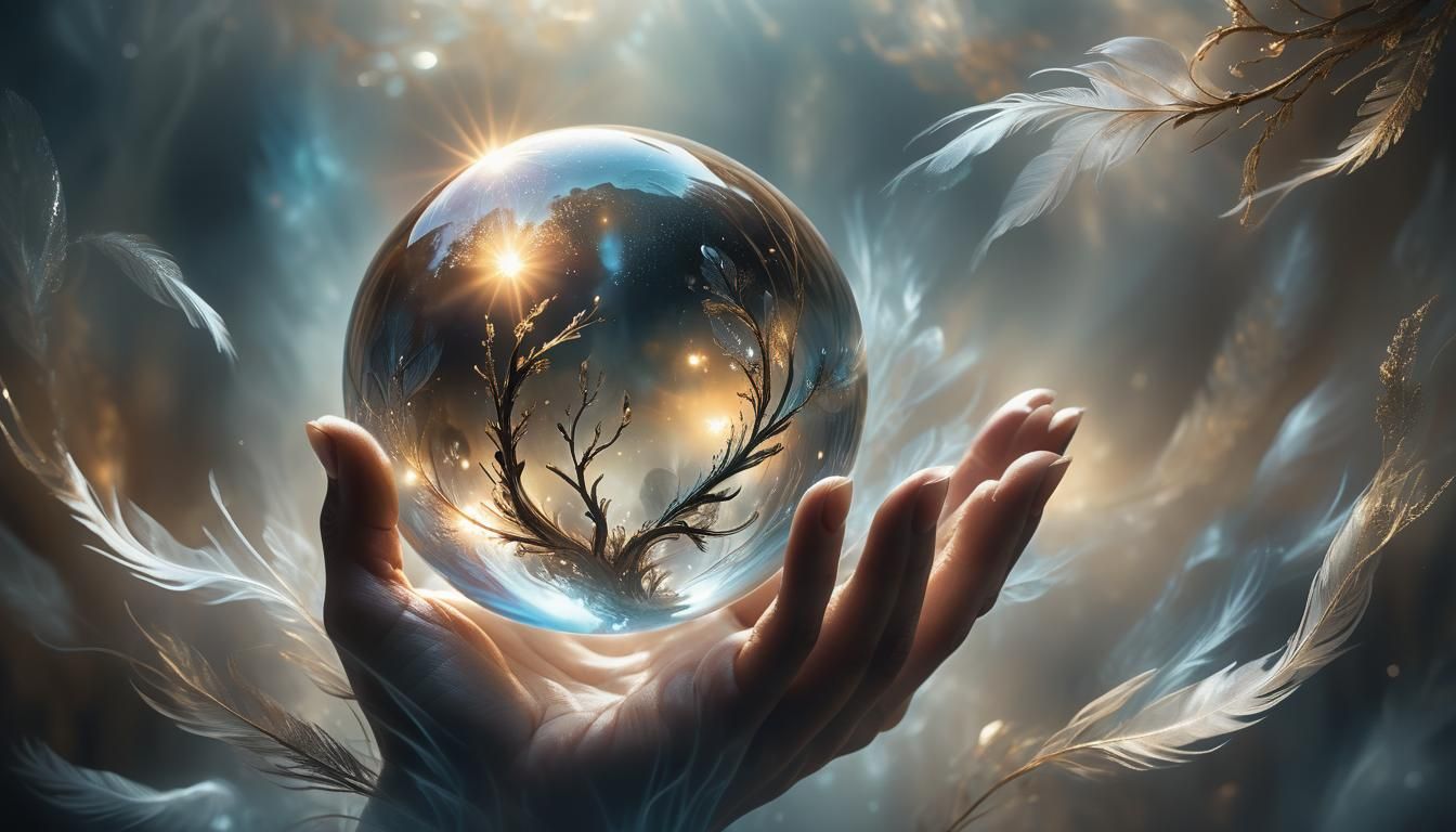Surreal Crystal Orb in Dreamlike Spiritual Art