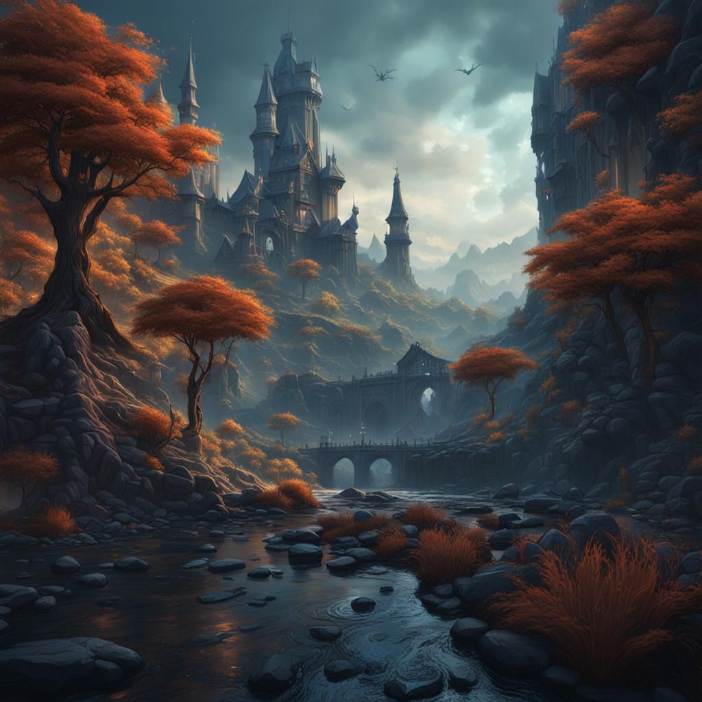 Fantastical Matte Painting in Deep Color, 8K Resolution