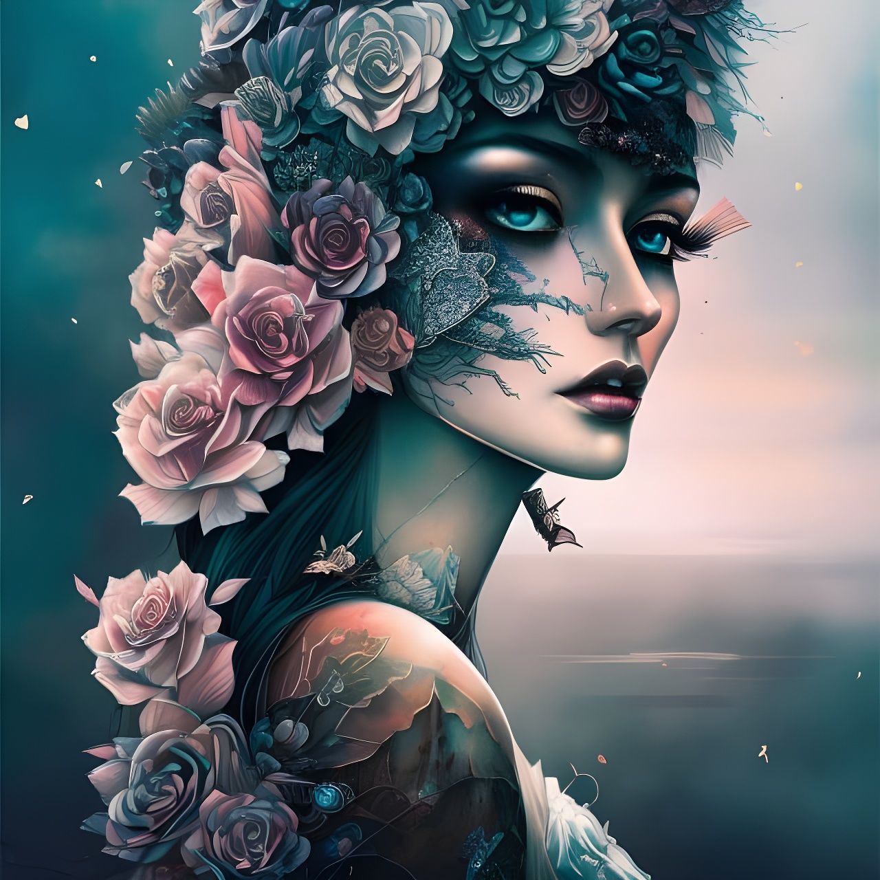 Goddess of Pain: Minimalist Digital Illustration