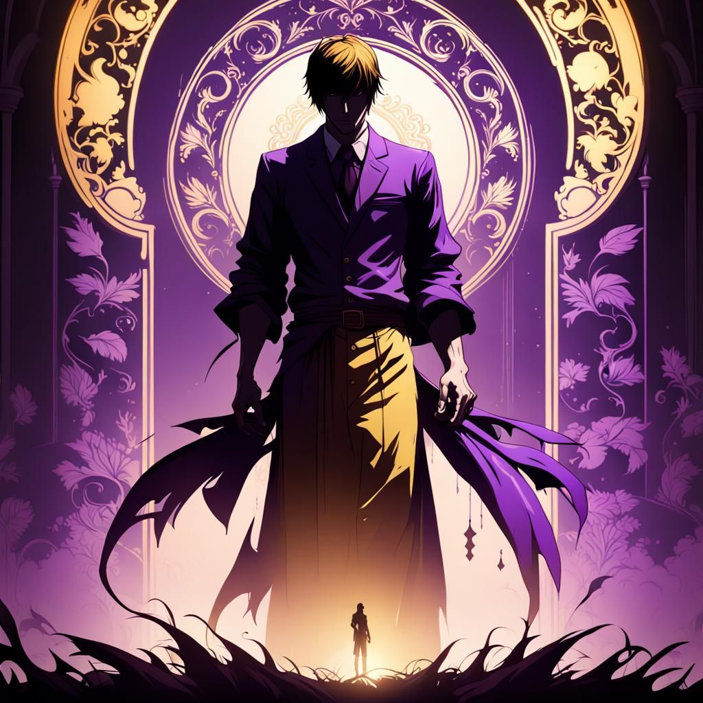 Light Yagami Silhouette in Dark Fantasy Style