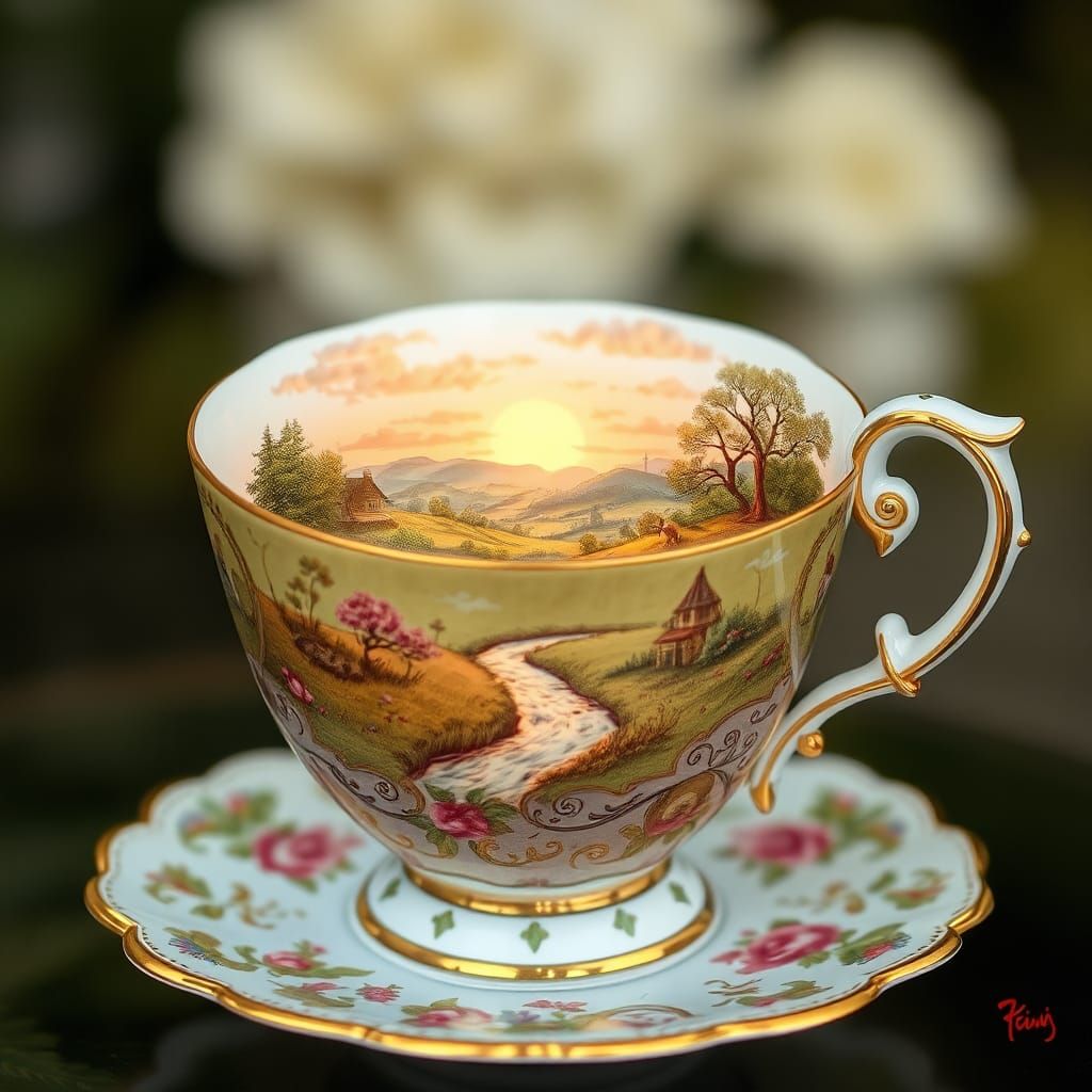 Teacup World: Miniature English Countryside Scene