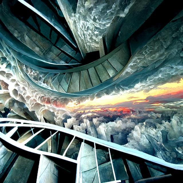 Monumental Spiraling Staircase: Architectural Matte Painting
