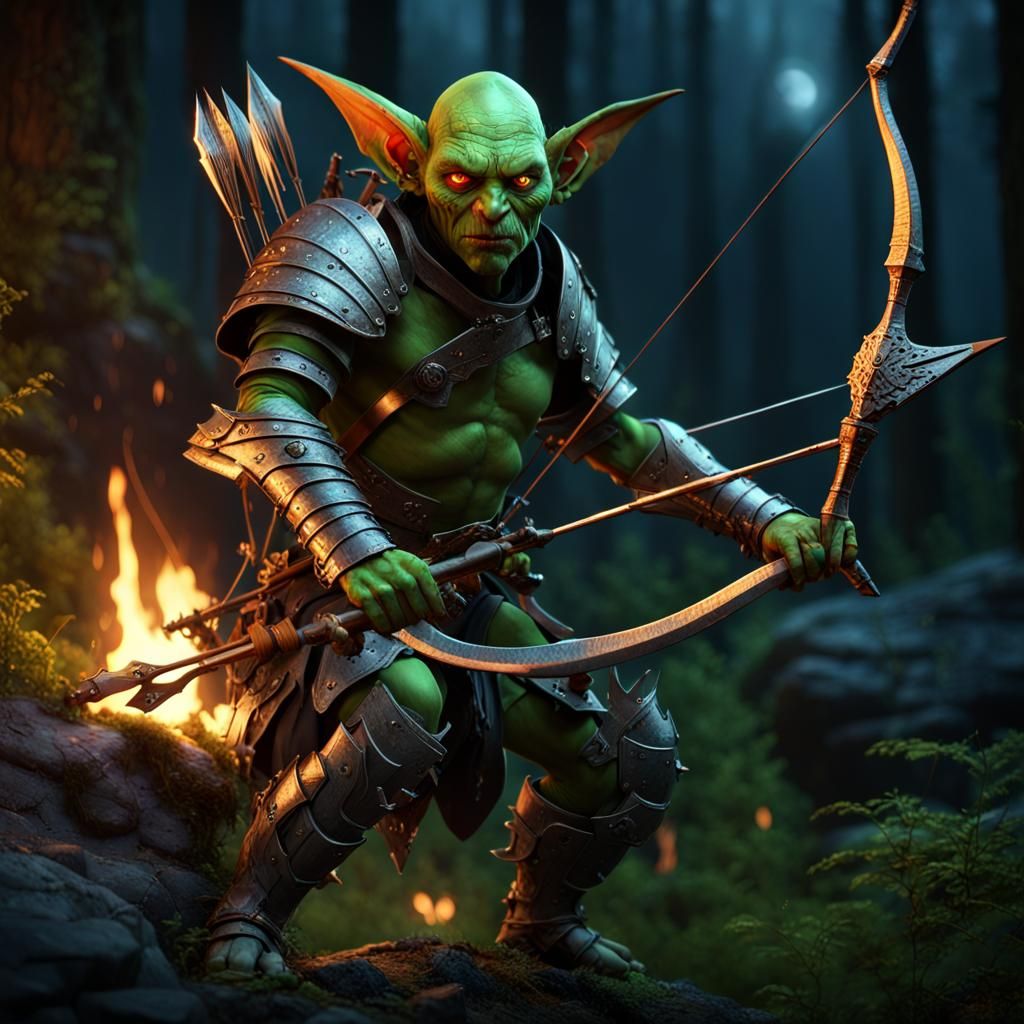 Goblin Warrior in Forest: Dark Fantasy Concept Art