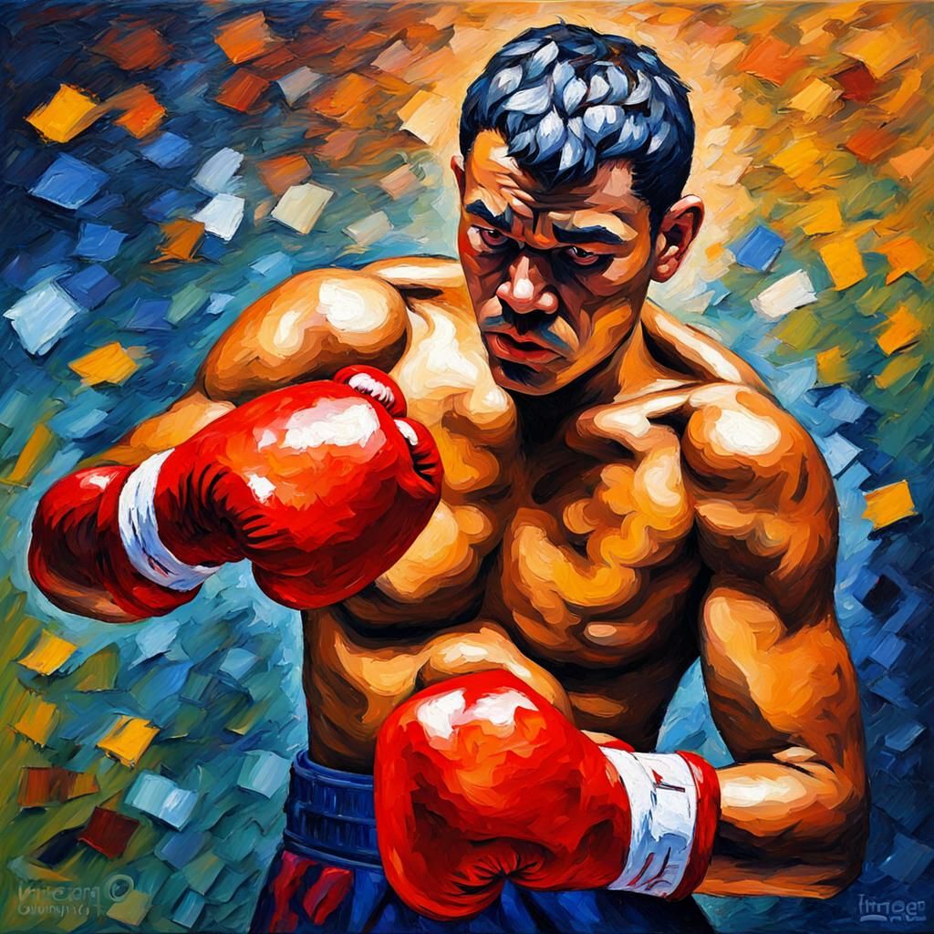 Boxer in Expressionist Neo-Impressionism Style