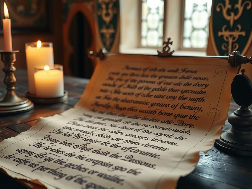 Ornate Christian Calligraphy on Illuminated Parchment