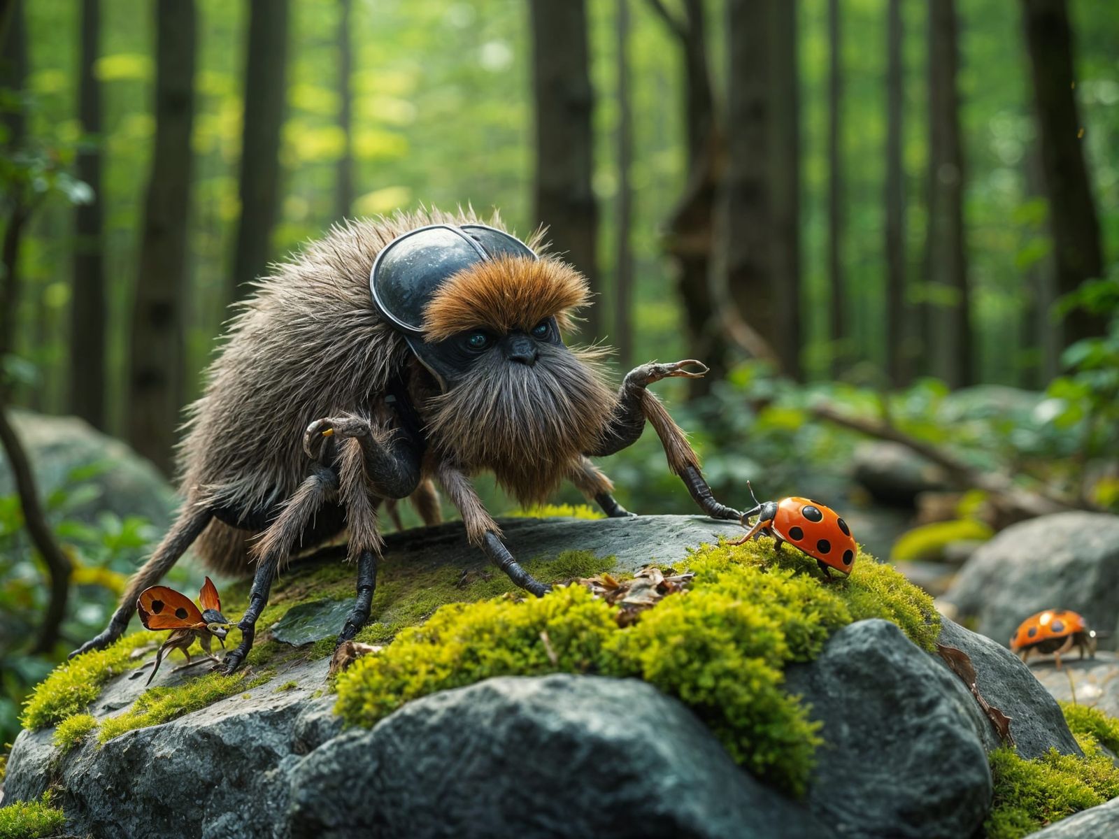 Photorealistic Hairy Millipede Gives Advice in Forest