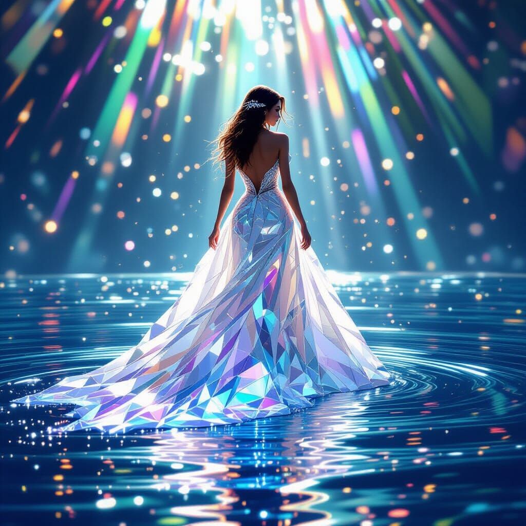 Diamond Gown Woman in Refracted Light