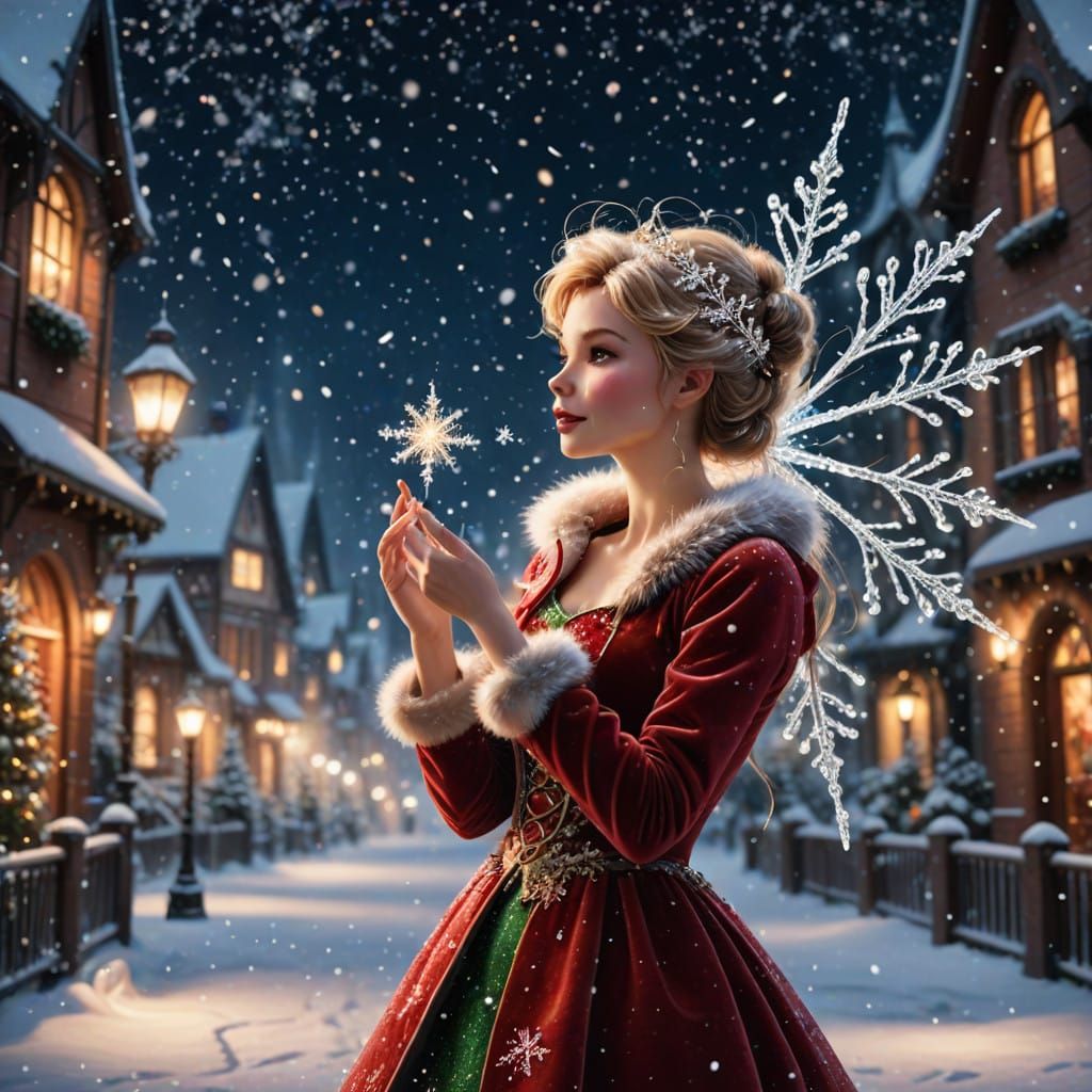 Whimsical Christmas Fairy in Anime Style