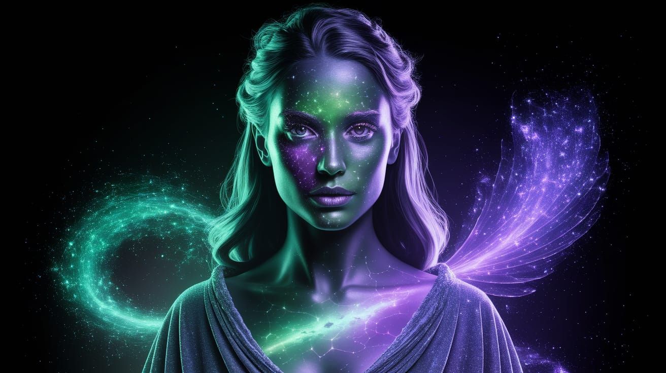 Celestial Woman Portrait in Surreal Style