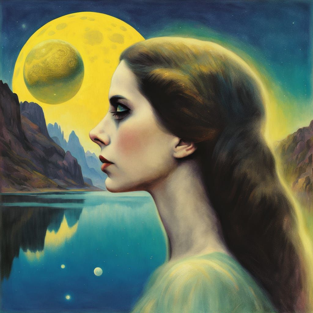 Lana Del Rey Double Exposure Portrait on Alien Planet