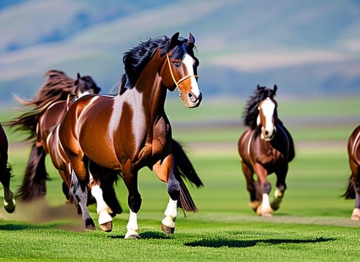 Clydesdales Galloping in Field: Professional Photography