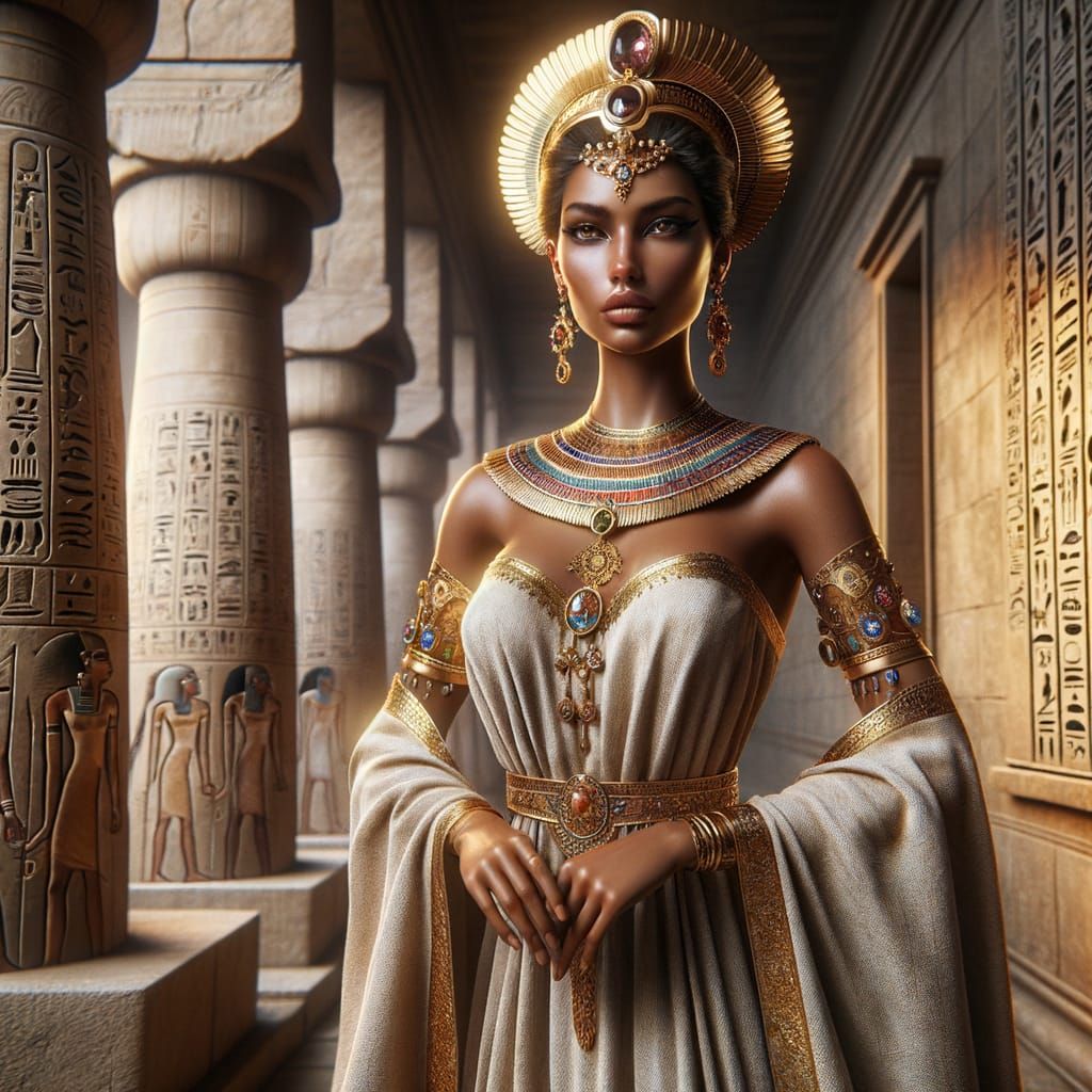 Ancient Egyptian Queen in Golden Splendor