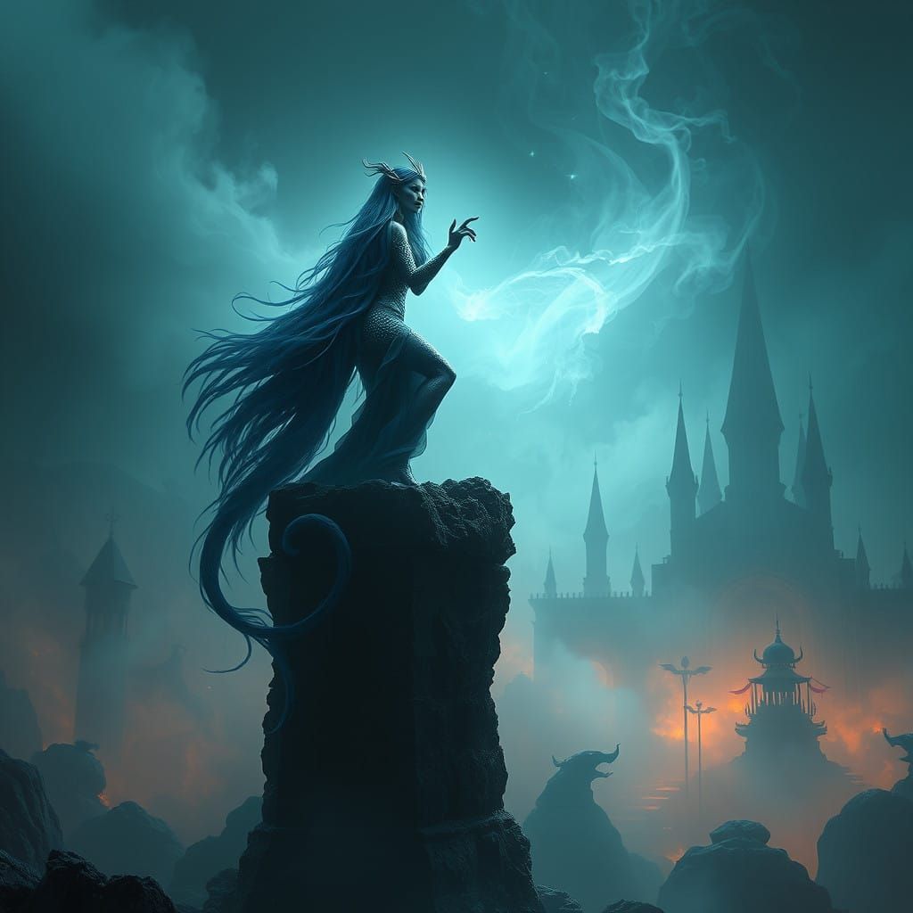 Mystical Siren Beckons in the Darkness