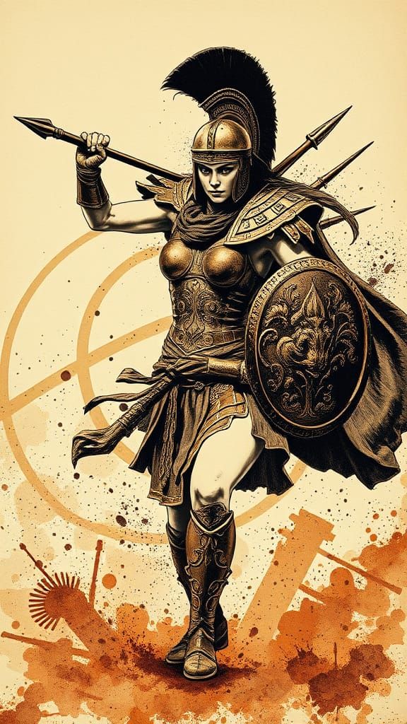 In the style of ff-td, Inkplash art on rice paper, sepia, he...