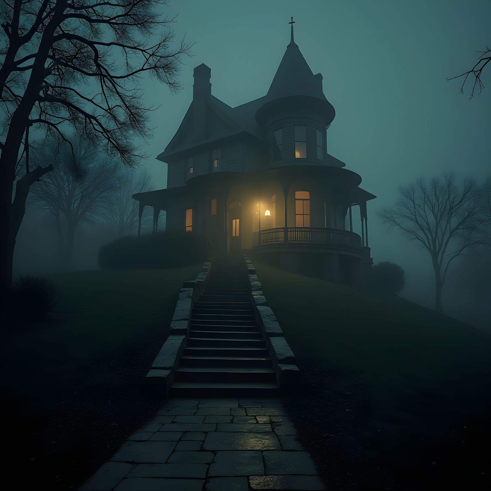 Spooky Norman Bates House Overlooking Motel