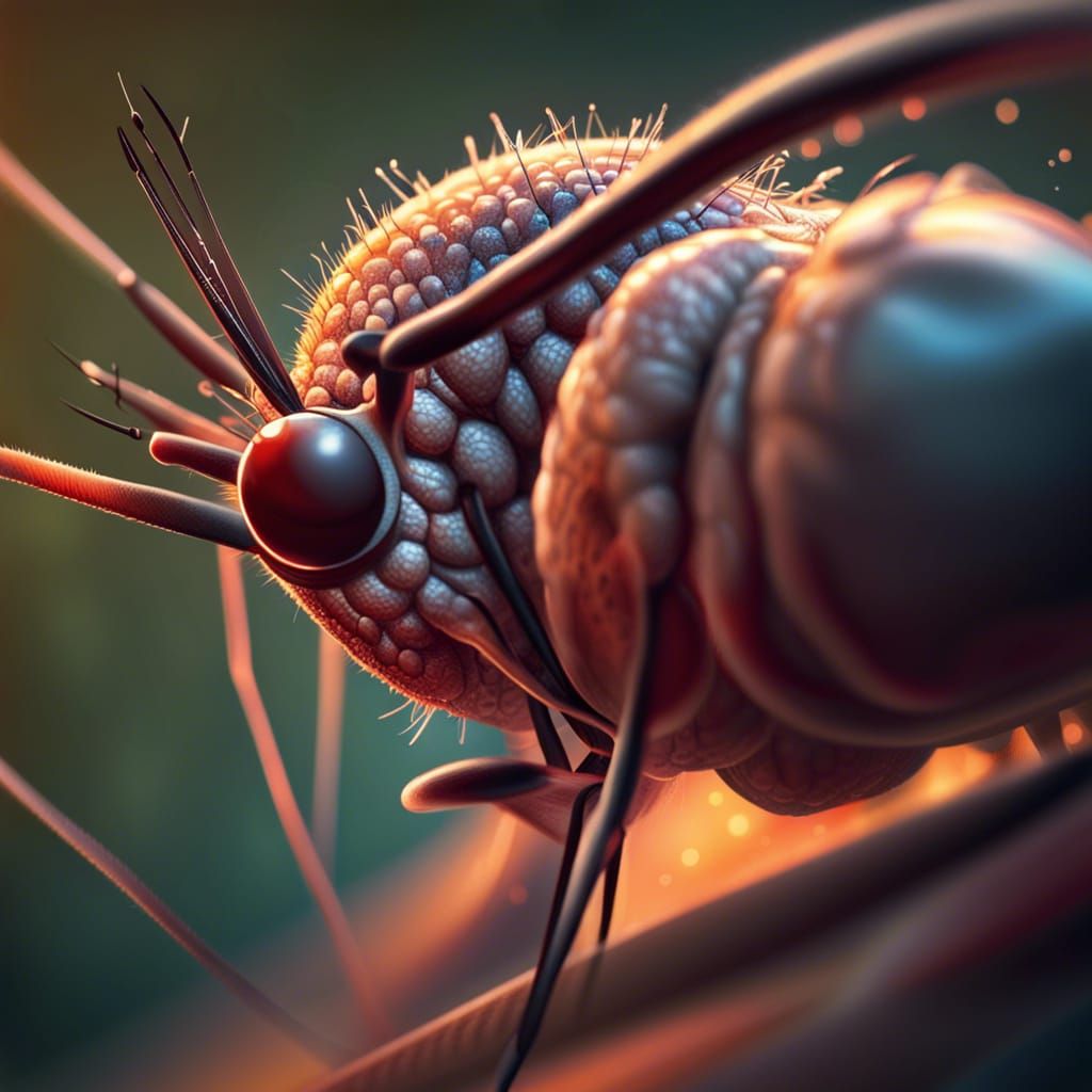 Hyperrealistic Mosquito Biting Skin: Detailed Close-Up