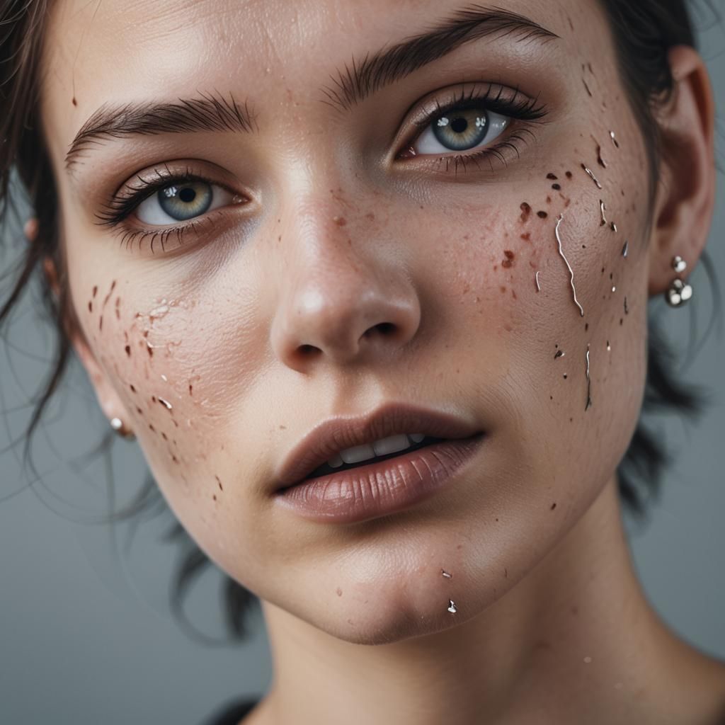 High-Fashion Scarred Skin Portrait in Earthy Tones