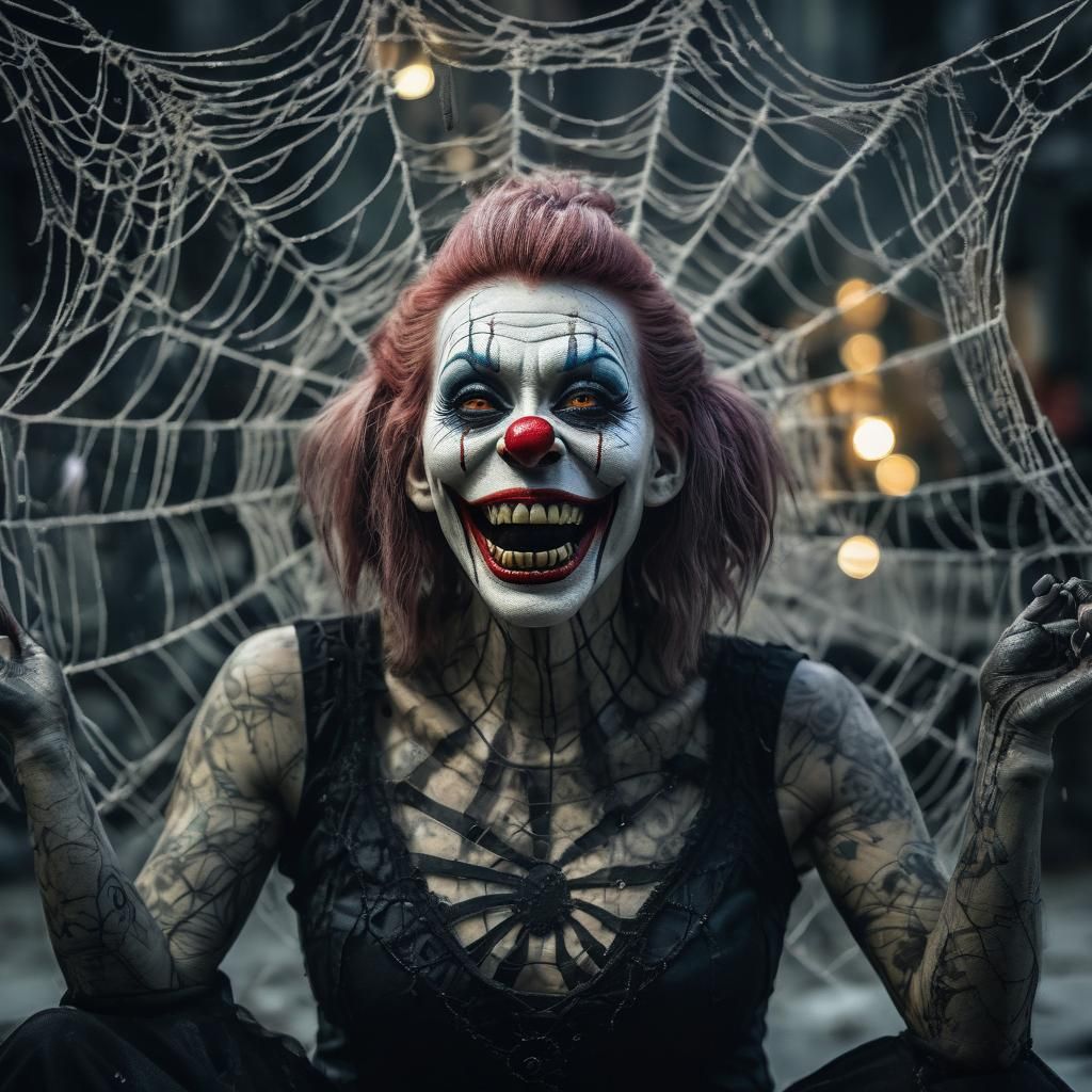 Macabre Gothic Goddess Grinning Maniacally in Hyper Realisti...