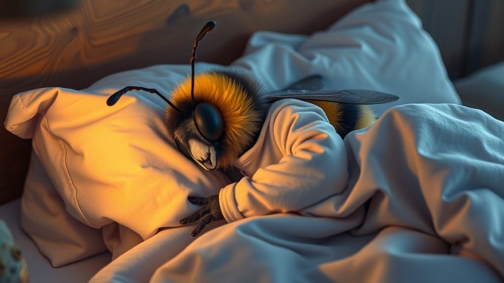 Bumblebee in Pajamas Sleeps in Bed
