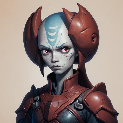 Pale Alien Tribal Creature Portrait in Realistic Style