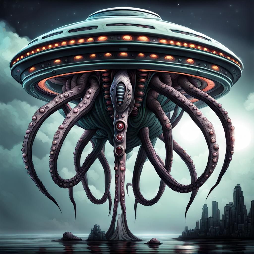 Alien Cyborg Spaceship with Tentacles