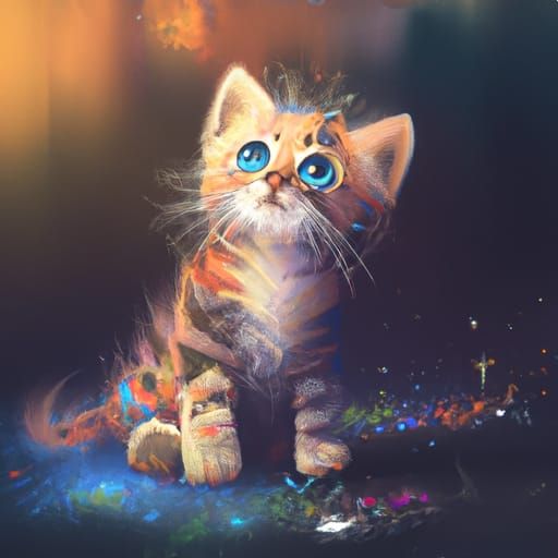 Cute Kitten in Detailed Digital Painting