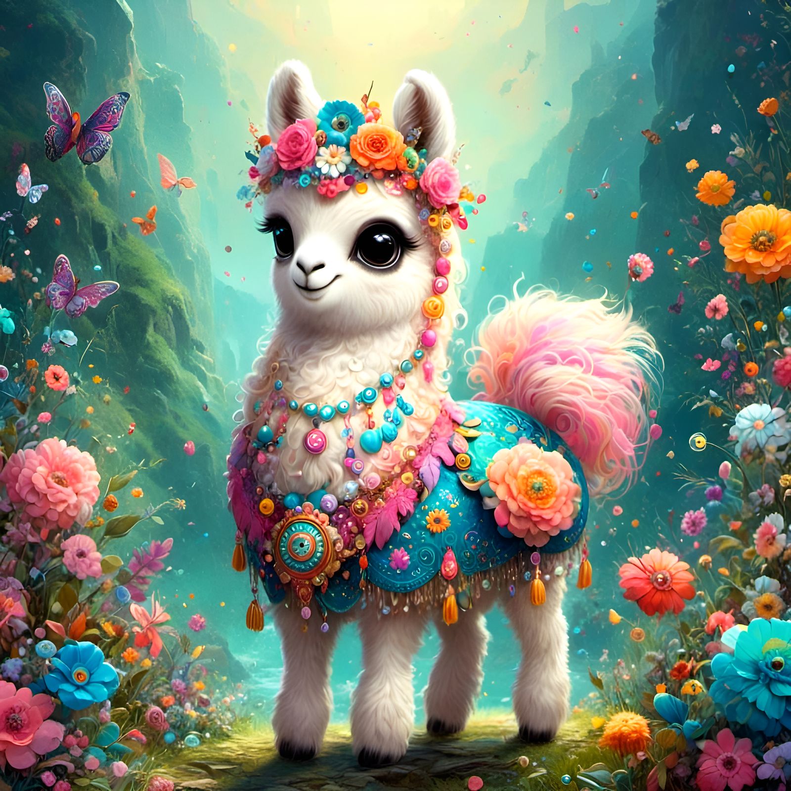 Ultra Cute Llama in Fantastical Style