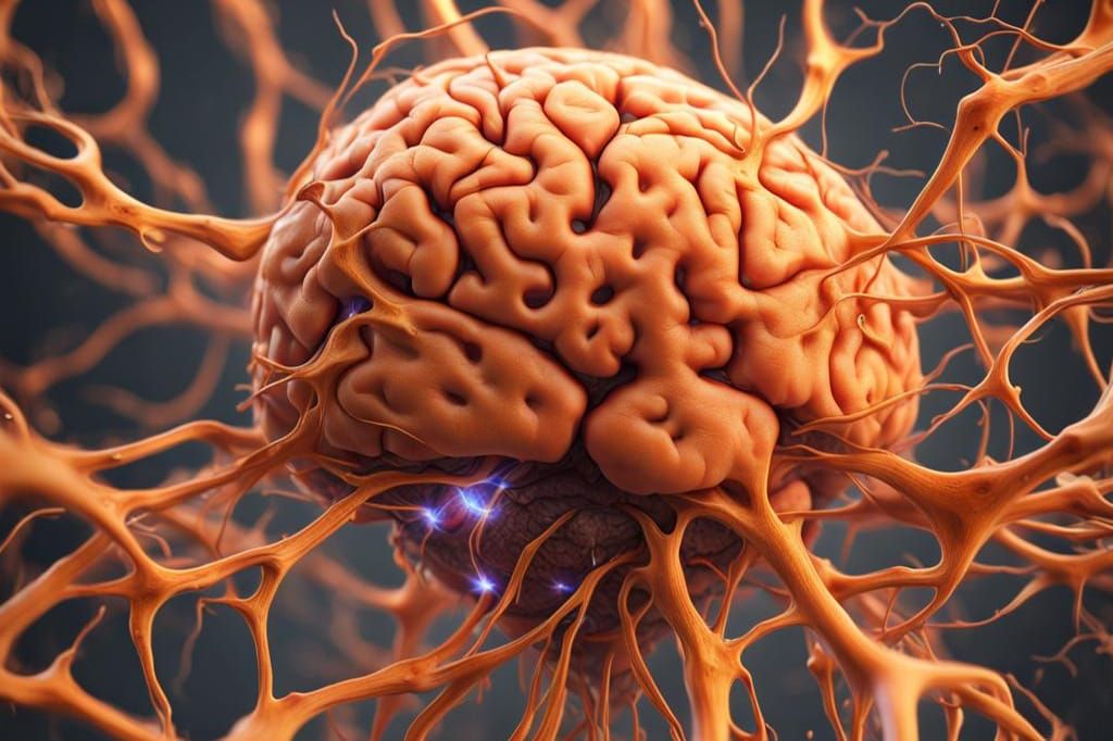 Orange Tabby Cat Brain Cell in Detailed Matte Painting