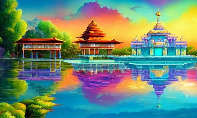 Colorful Indian Temple Palace Digital Artwork