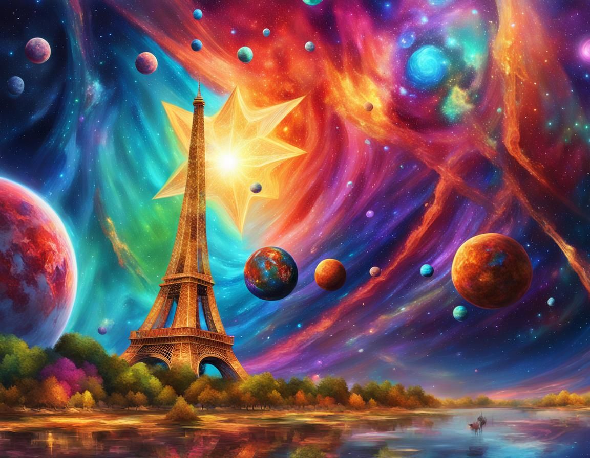 Futuristic Crystal Eiffel Tower Concept Art