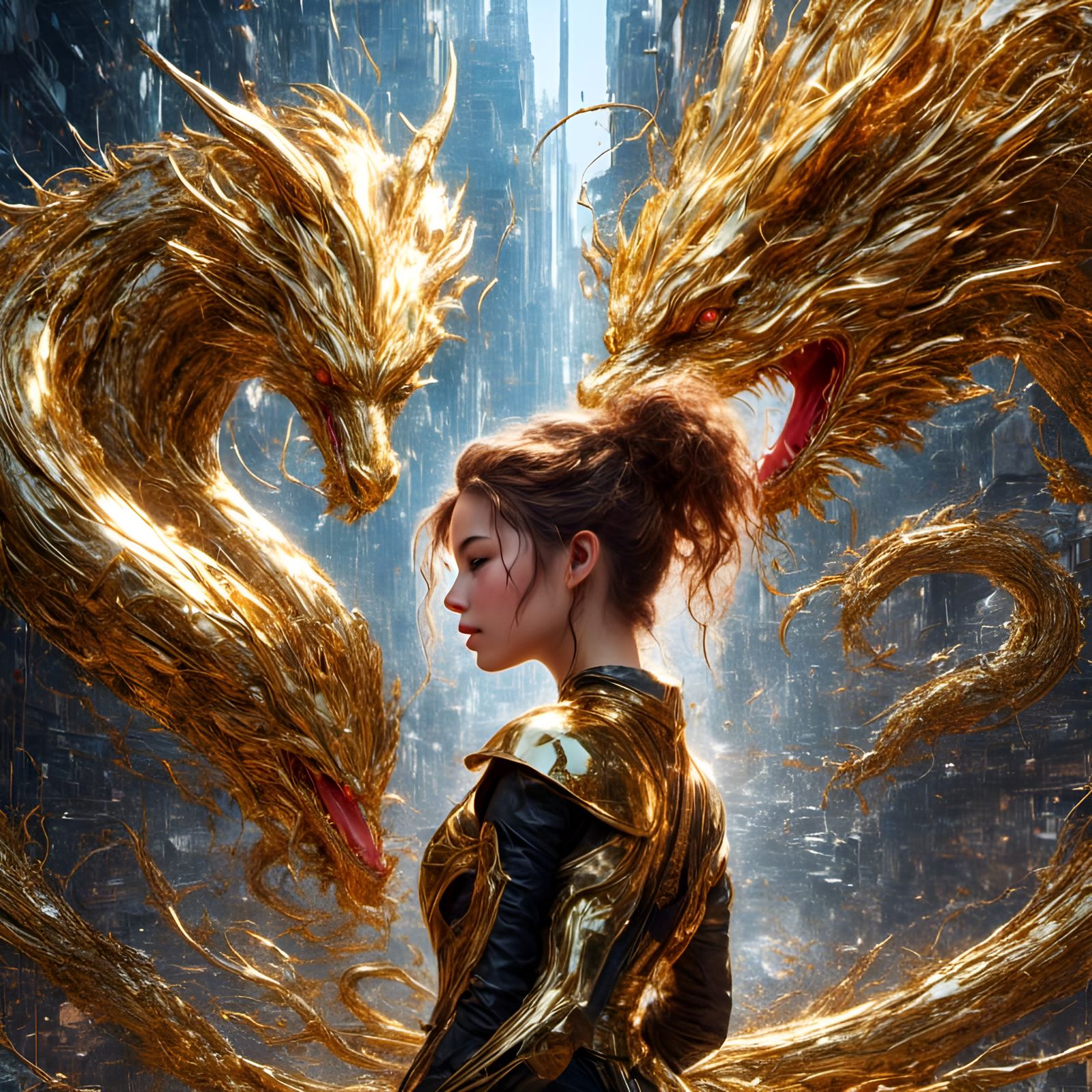 Cyberpunk Princess Belle with Dragon Ball Z Aura