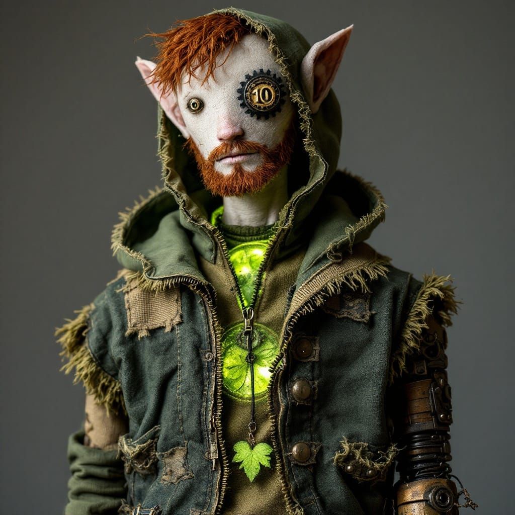 Stitched Doll Portrait with Glowing Magical Core