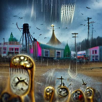 Sinister Carnival: Raindrops as Nails in Dark Art