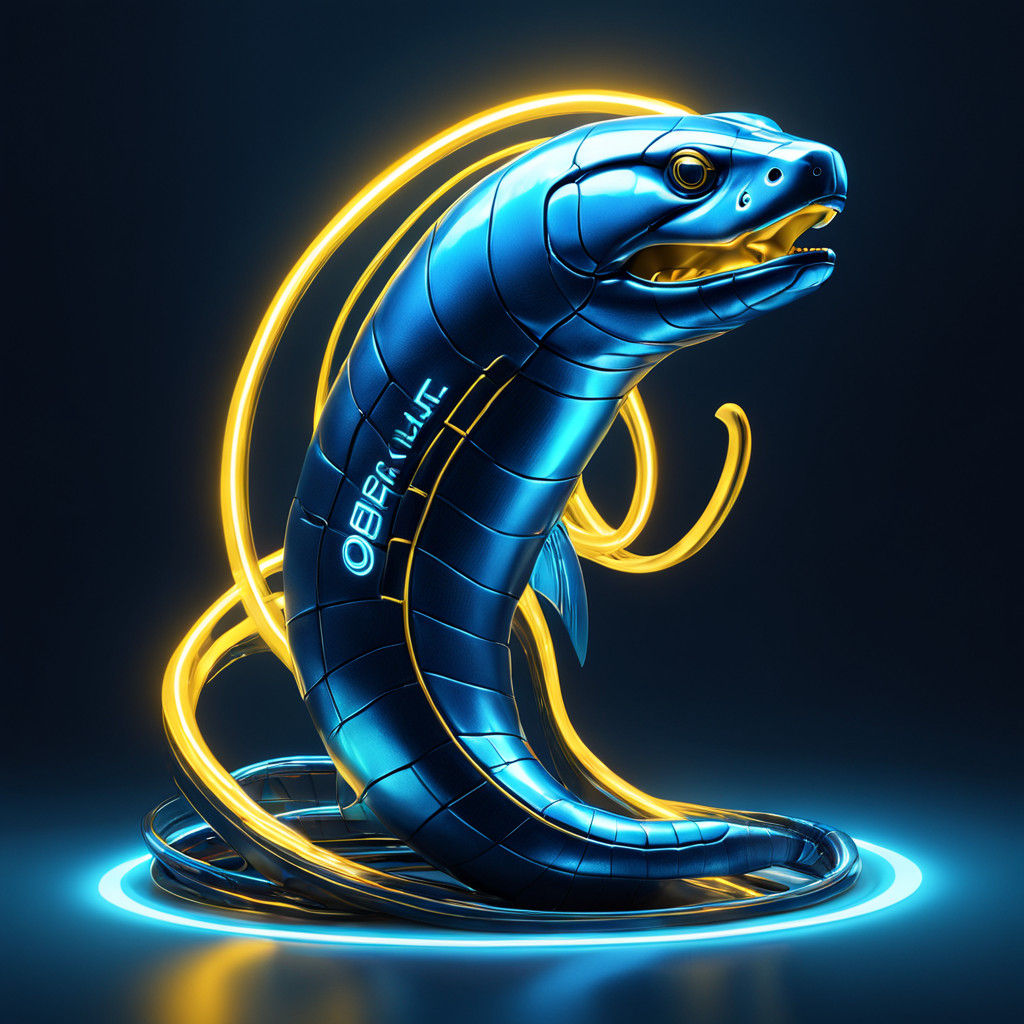 Electric Eel Logo in Futuristic 3D Style
